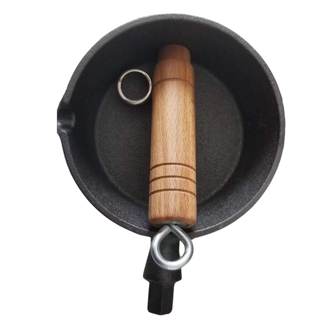 Lifespace Cast Iron Basting Pot with Wood Handle - 13.5cm - Lifespace