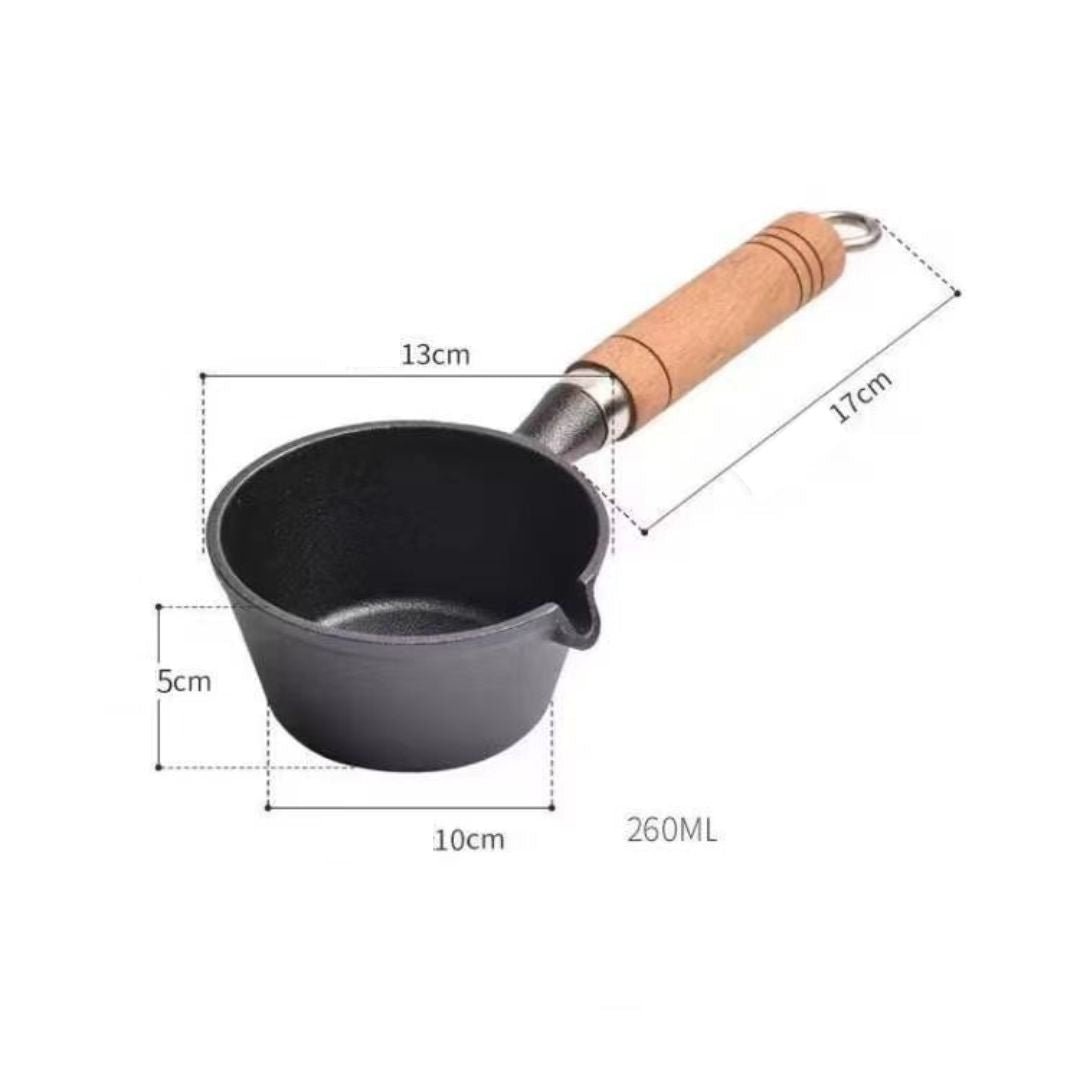 Lifespace Cast Iron Basting Pot with Wood Handle - 13.5cm - Lifespace