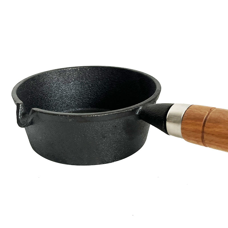 Lifespace Cast Iron Basting Pot with Wood Handle - 13.5cm - Lifespace