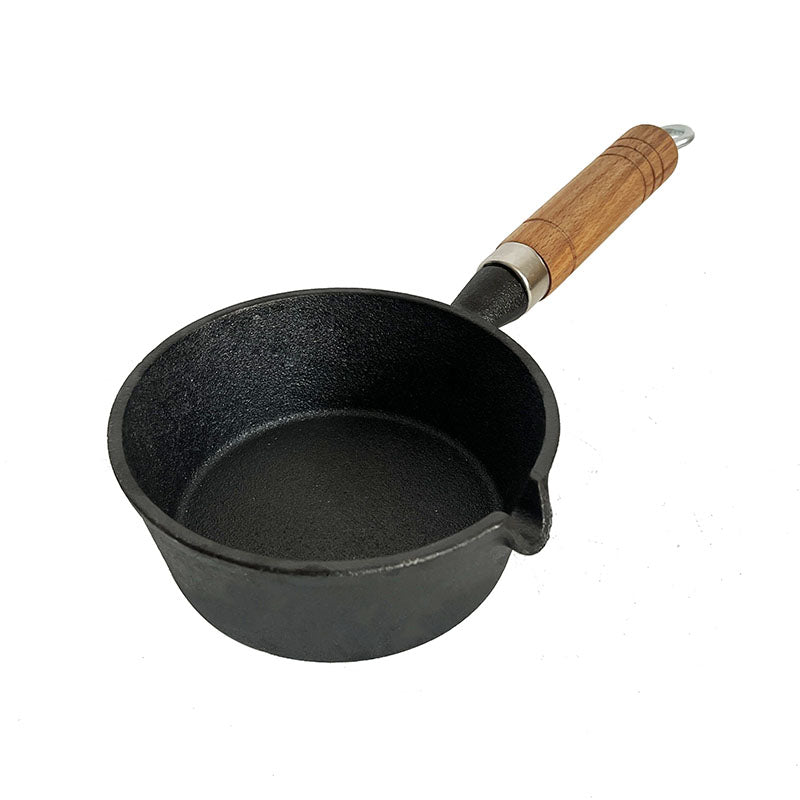 Lifespace Cast Iron Basting Pot with Wood Handle - 13.5cm - Lifespace