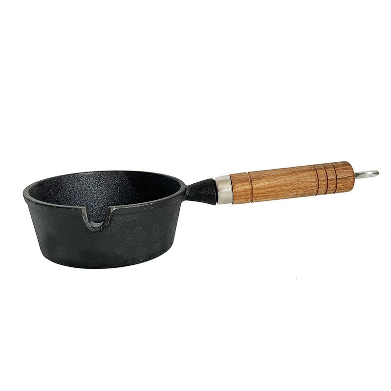 Lifespace Cast Iron Basting Pot with Wood Handle - 13.5cm - Lifespace