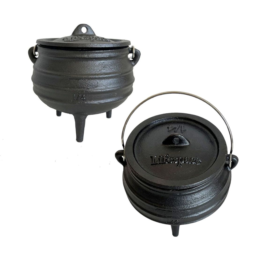 Lifespace Cast Iron No 1/4 Potjie Pot (2 - Pack) - Lifespace