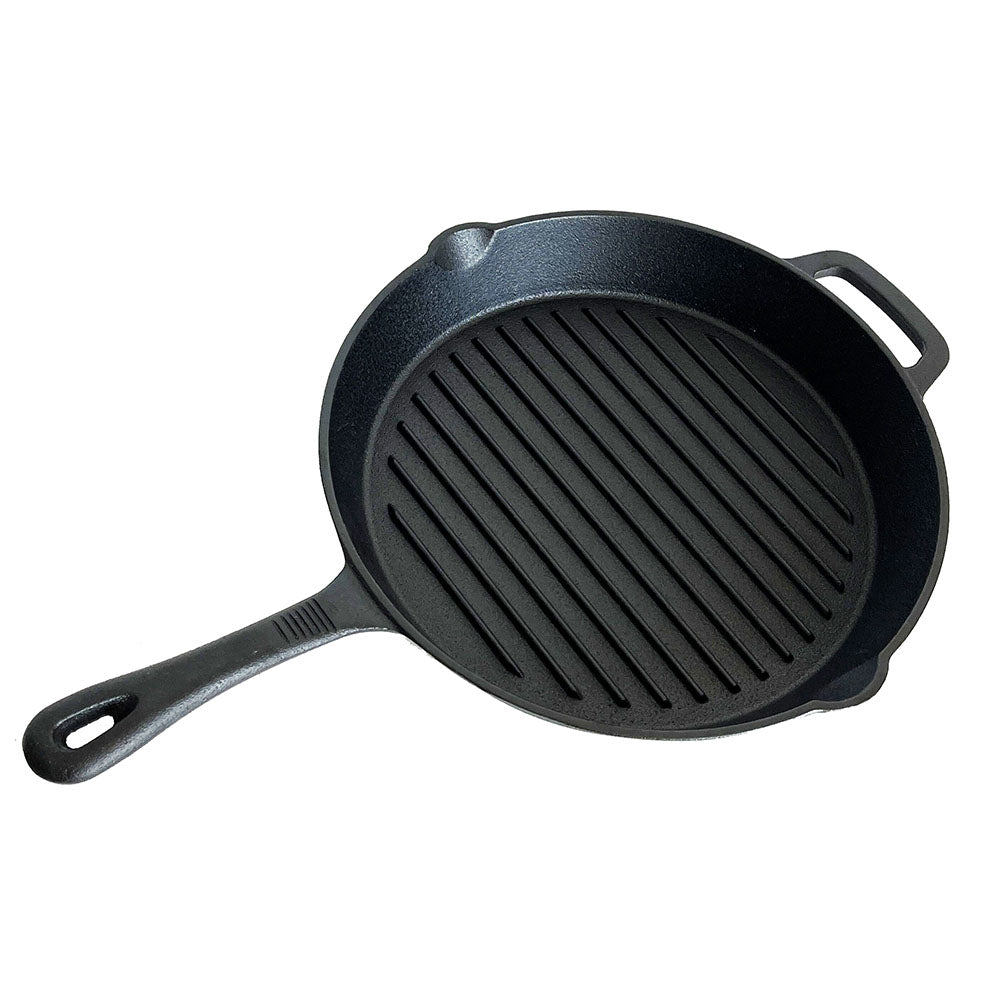 Lifespace Cast Iron Round Griddle Skillet Pan 28cm - Lifespace