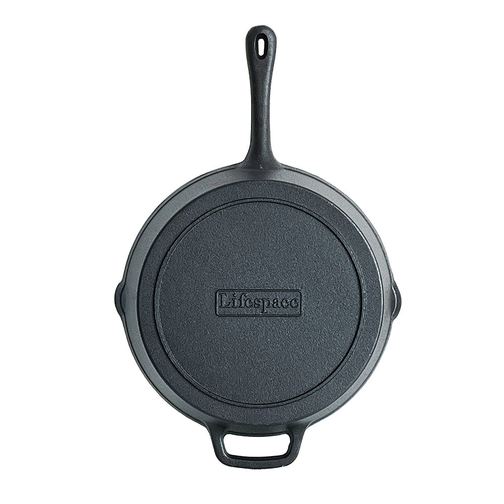 Lifespace Cast Iron Round Griddle Skillet Pan 28cm - Lifespace