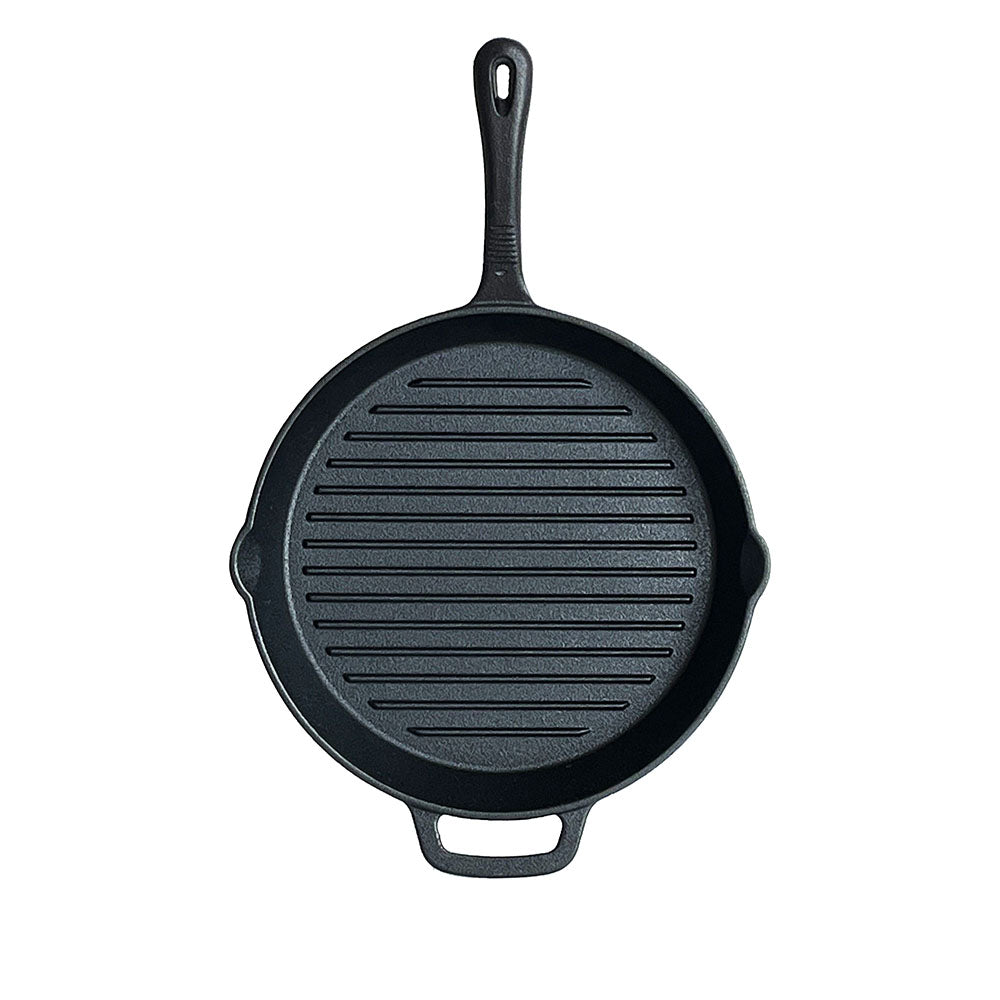 Lifespace Cast Iron Round Griddle Skillet Pan 28cm - Lifespace