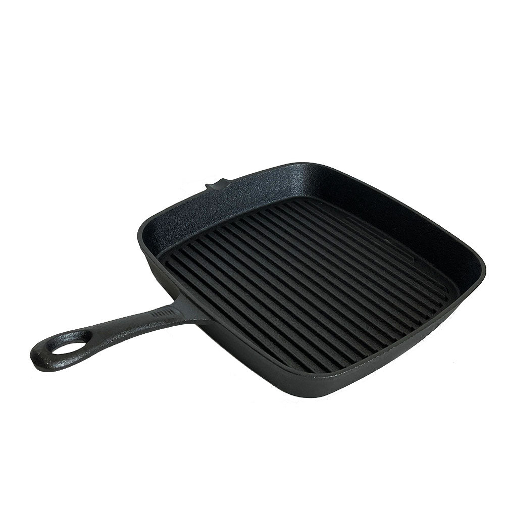 Lifespace Cast Iron Square Griddle Pan 24cm - Lifespace