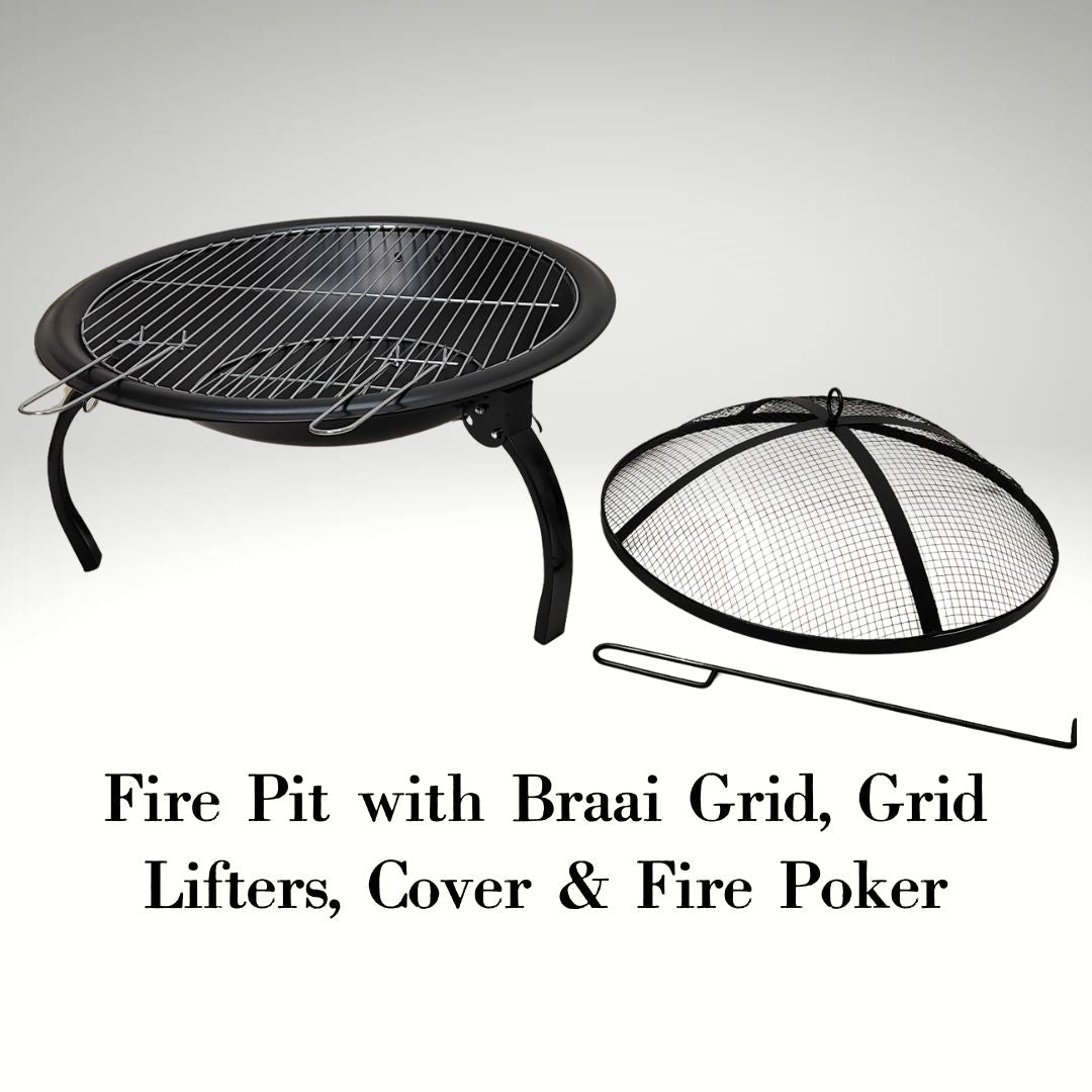 Lifespace Folding Portable Fire Pit Bowl with Braai Grid & Dome - Lifespace
