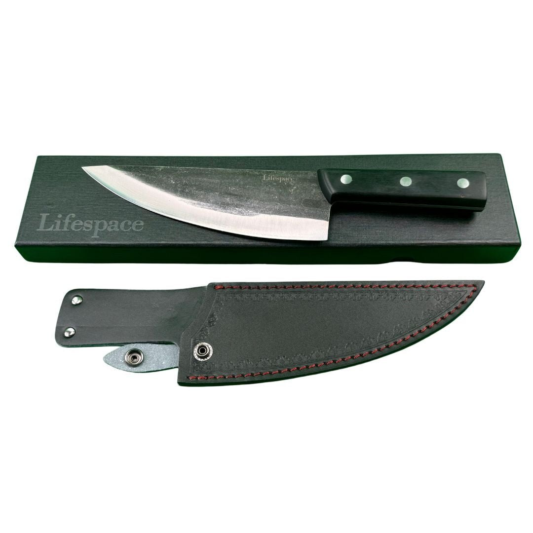 Lifespace Hand Forged Serbian Outdoor Butcher Knife with Leather Sheath - Lifespace