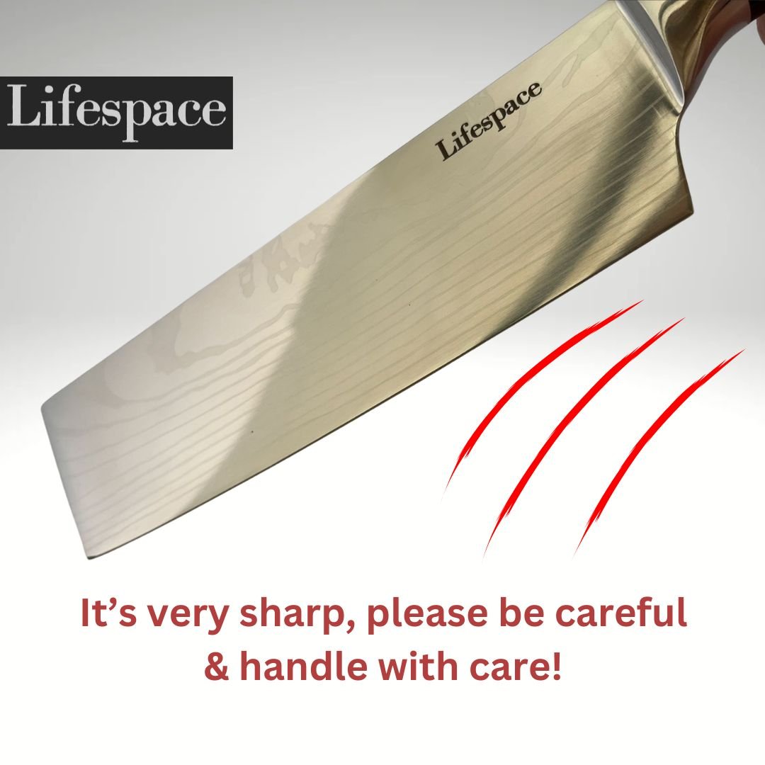 Lifespace Laser Engraved 5CR15 Kitchen Nakiri Chef Knife in a Gift Box - Lifespace