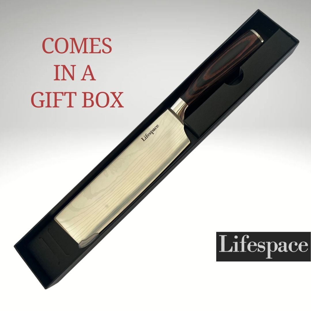 Lifespace Laser Engraved 5CR15 Kitchen Nakiri Chef Knife in a Gift Box - Lifespace