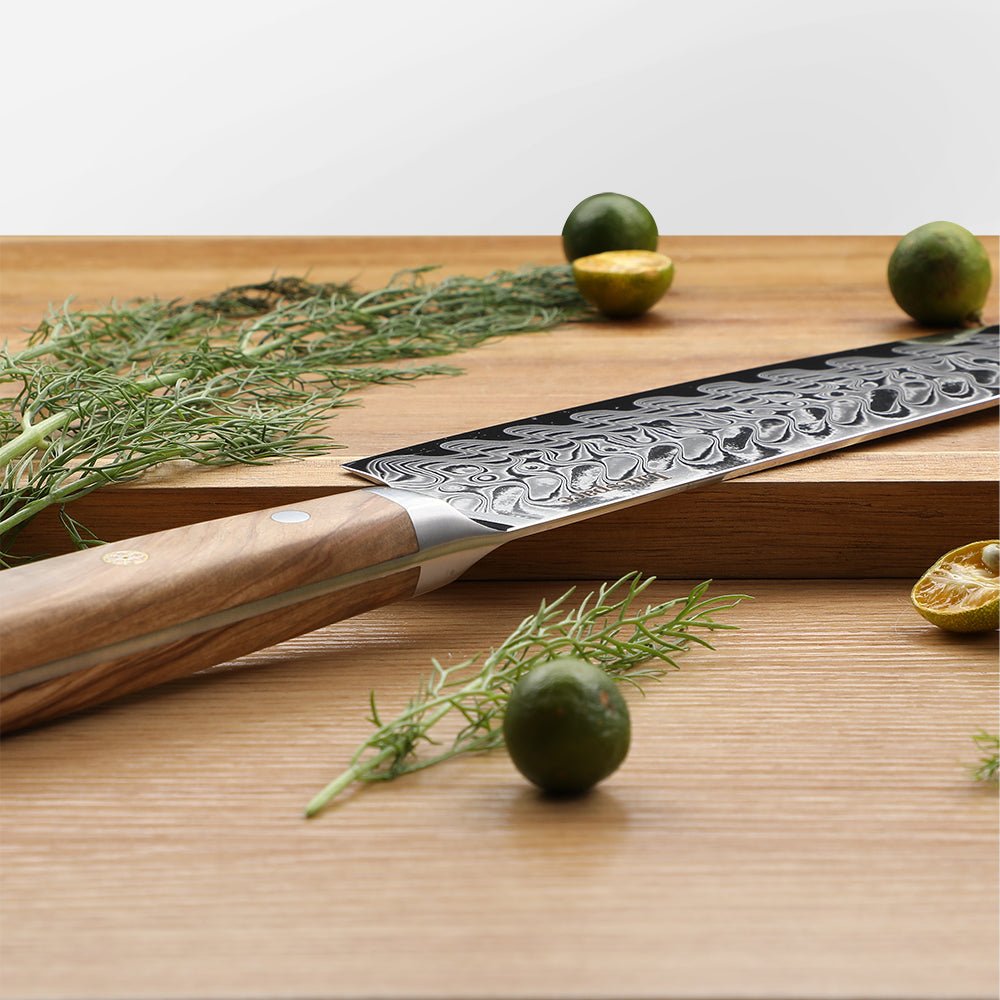 Lifespace Luxury 3pce Olive Wood Handle Full Tang Damascus Blade Chef Knife Set in a Gift Box - Lifespace