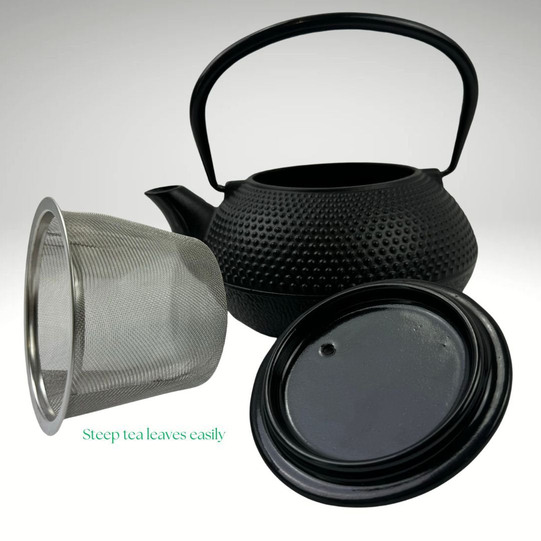 Lifespace Luxury Black Cast Iron 600ml Tea Infuser Teapot - Lifespace