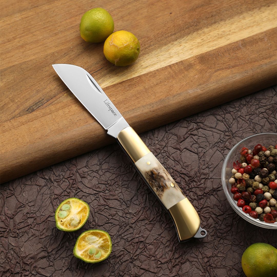 Lifespace Premium 'Hawkbill' Biltong Utility Knife with SS Blade & Antler Handle - Lifespace