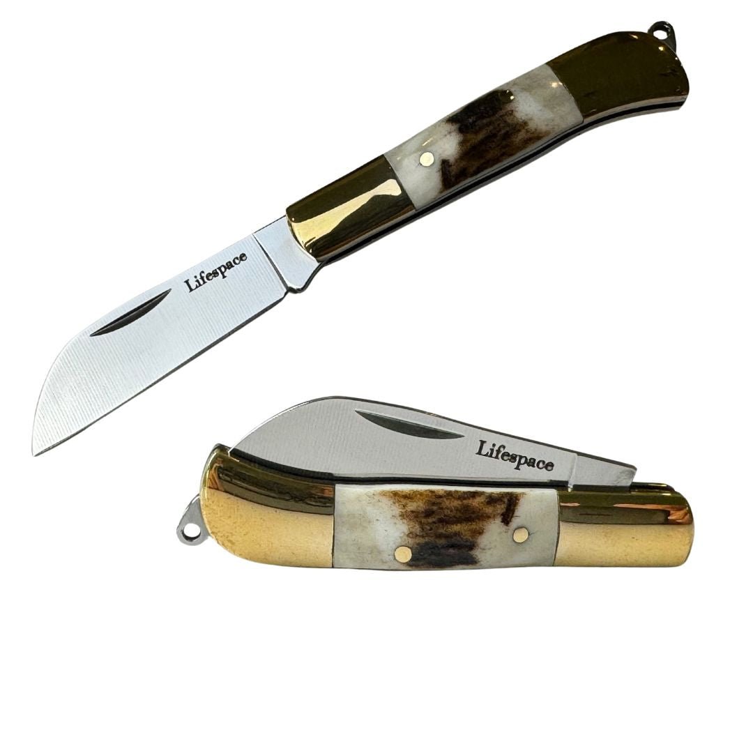 Lifespace Premium 'Hawkbill' Biltong Utility Knife with SS Blade & Antler Handle - Lifespace