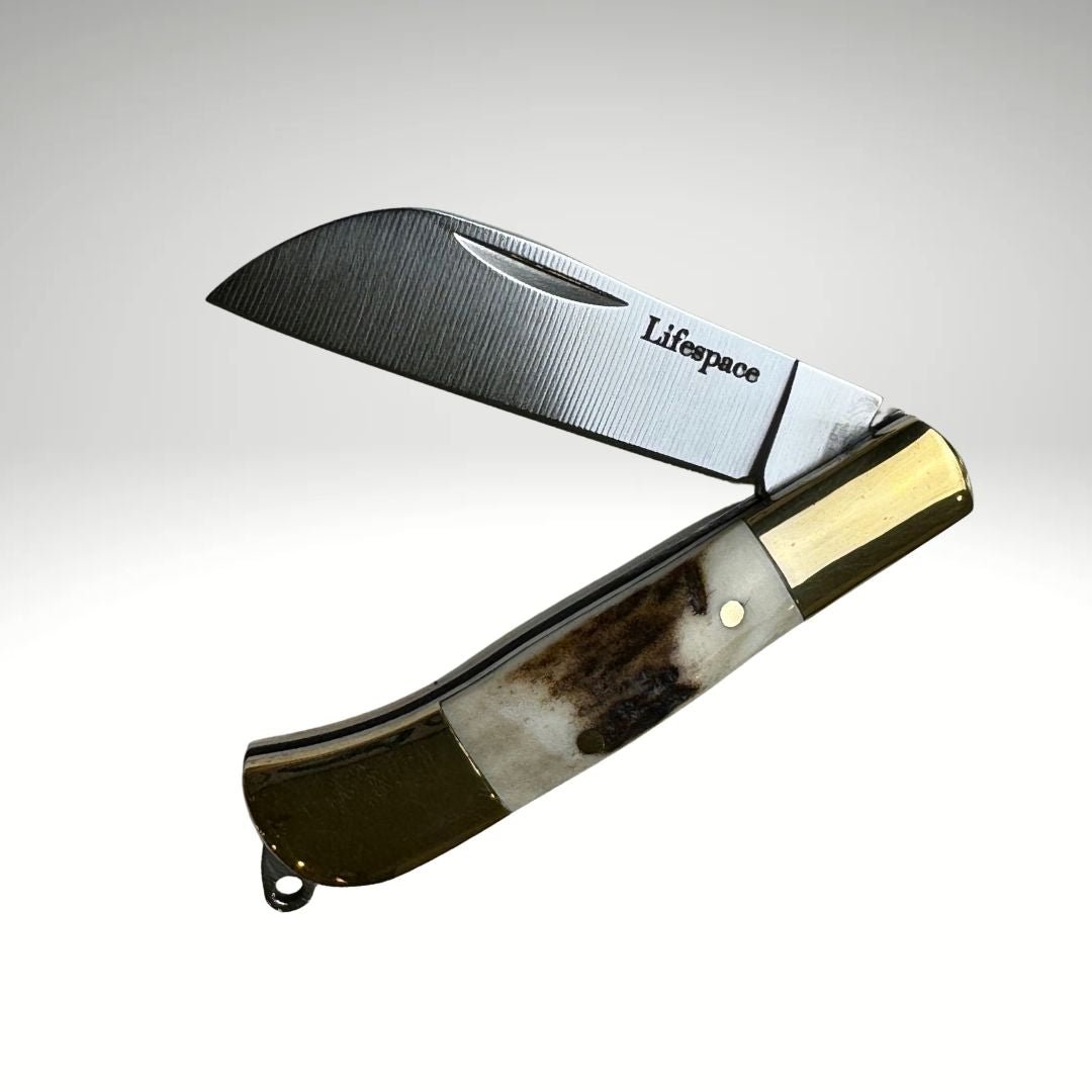 Lifespace Premium 'Hawkbill' Biltong Utility Knife with SS Blade & Antler Handle - Lifespace