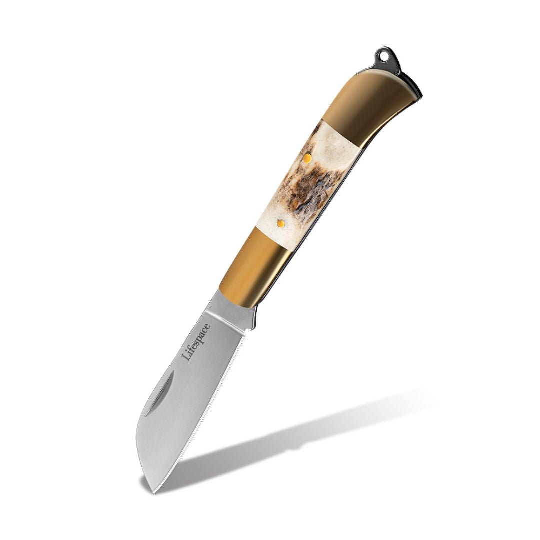 Lifespace Premium 'Hawkbill' Biltong Utility Knife with SS Blade & Antler Handle - Lifespace