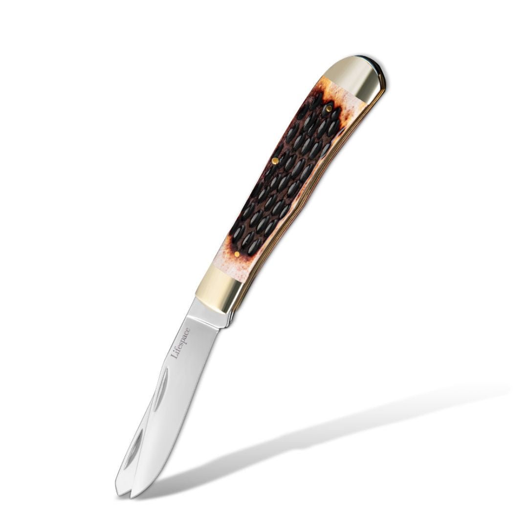 Lifespace Premium 'Trapper' 2 - blade Pocket Knife with SS Blade & Bone Handle - Lifespace