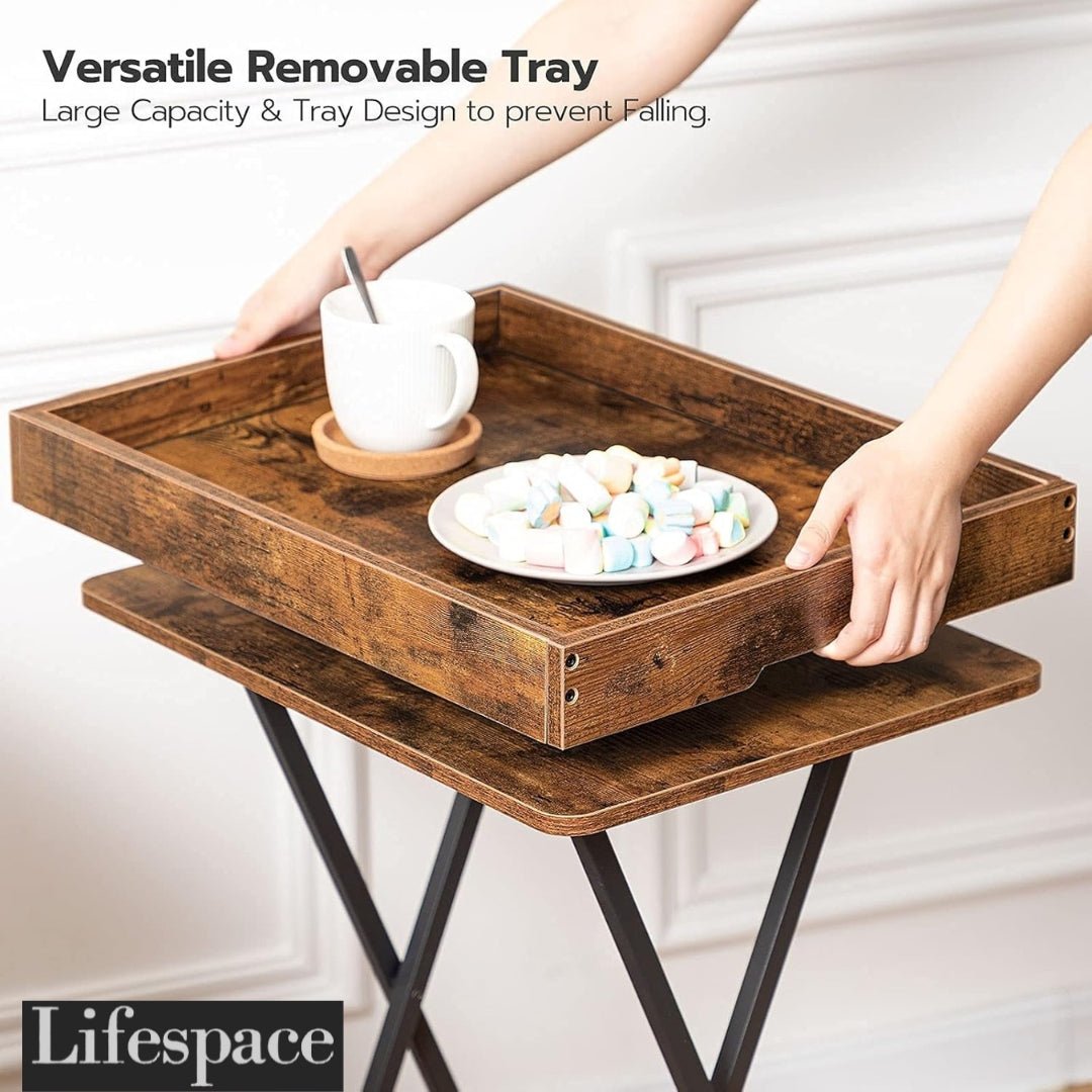 Lifespace Rustic Industrial Butlers TV Tray Side End Table - Lifespace