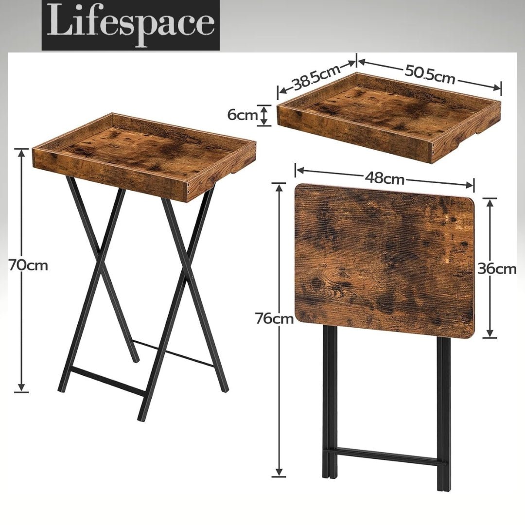 Lifespace Rustic Industrial Butlers TV Tray Side End Table - Lifespace