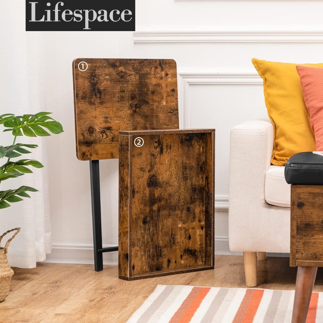 Lifespace Rustic Industrial Butlers TV Tray Side End Table - Lifespace