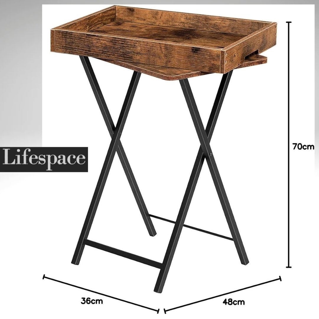 Lifespace Rustic Industrial Butlers TV Tray Side End Table - Lifespace