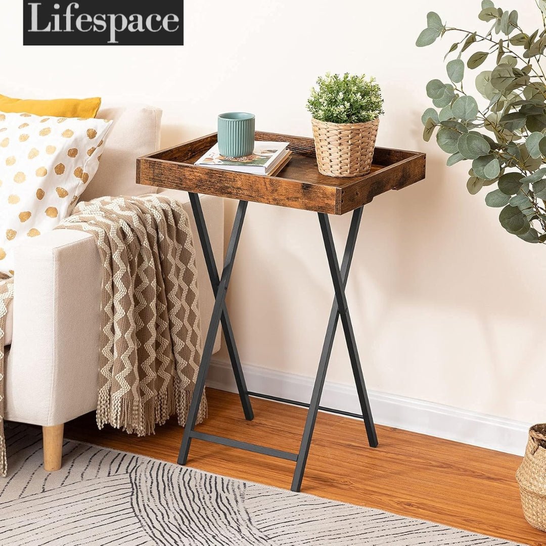 Lifespace Rustic Industrial Butlers TV Tray Side End Table - Lifespace