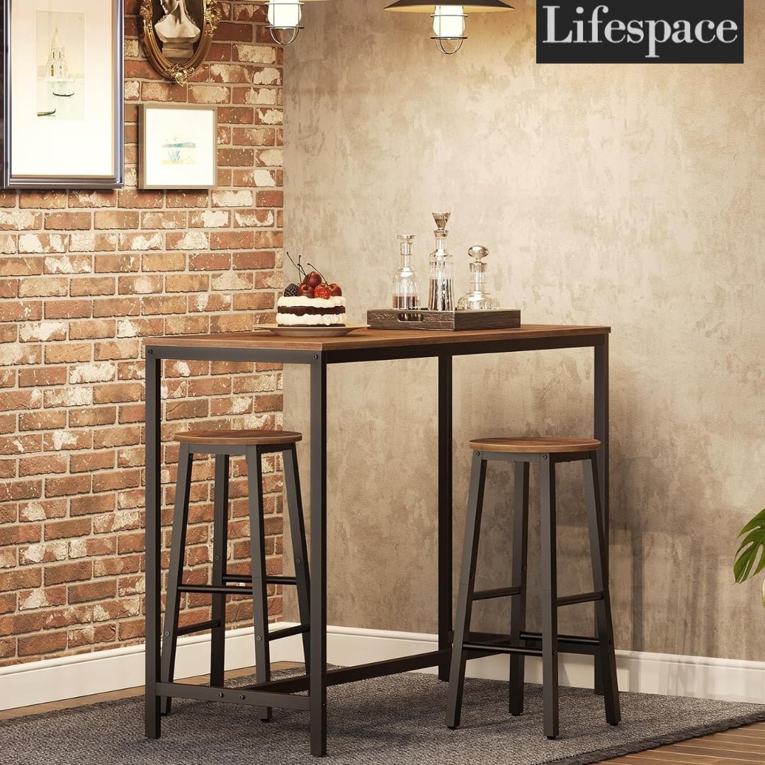 Lifespace Rustic Industrial Kitchen Bar Stool / Chair (set of two) - Lifespace