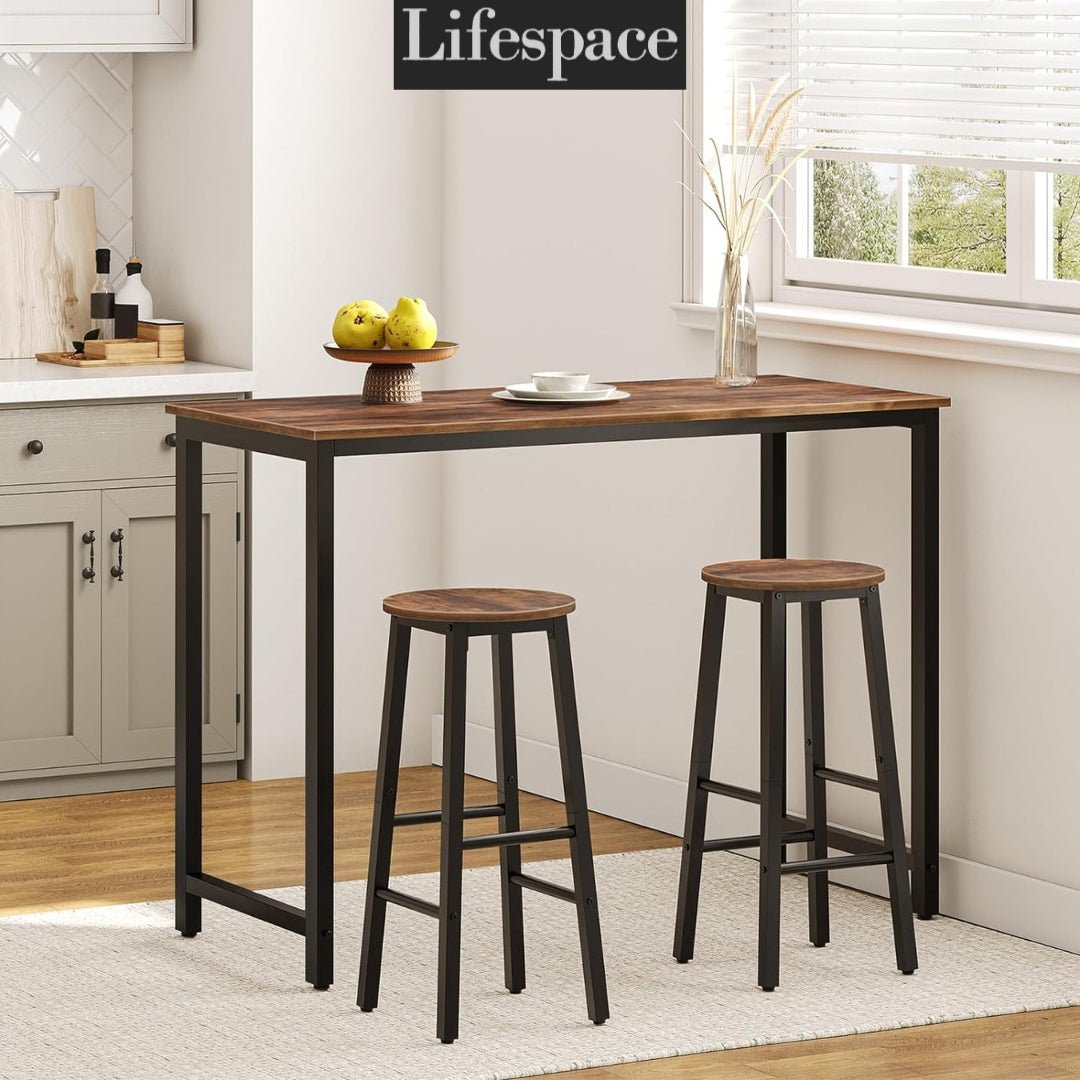 Lifespace Rustic Industrial Kitchen Bar Stool / Chair (set of two) - Lifespace