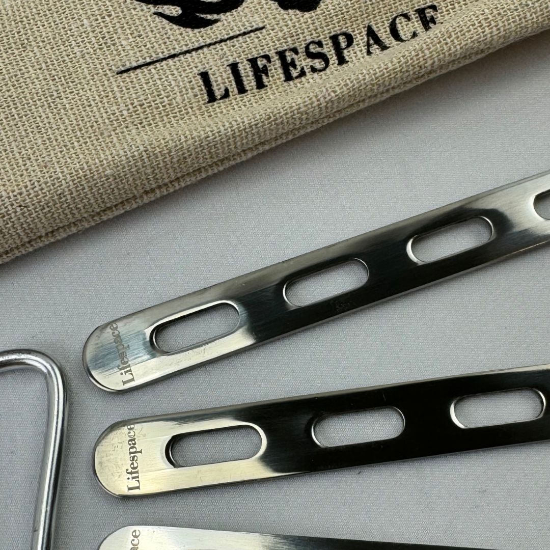 Lifespace S/S Camping Fishing Hiking Utility Cutlery Set w/ Bag & Carabiner - Lifespace