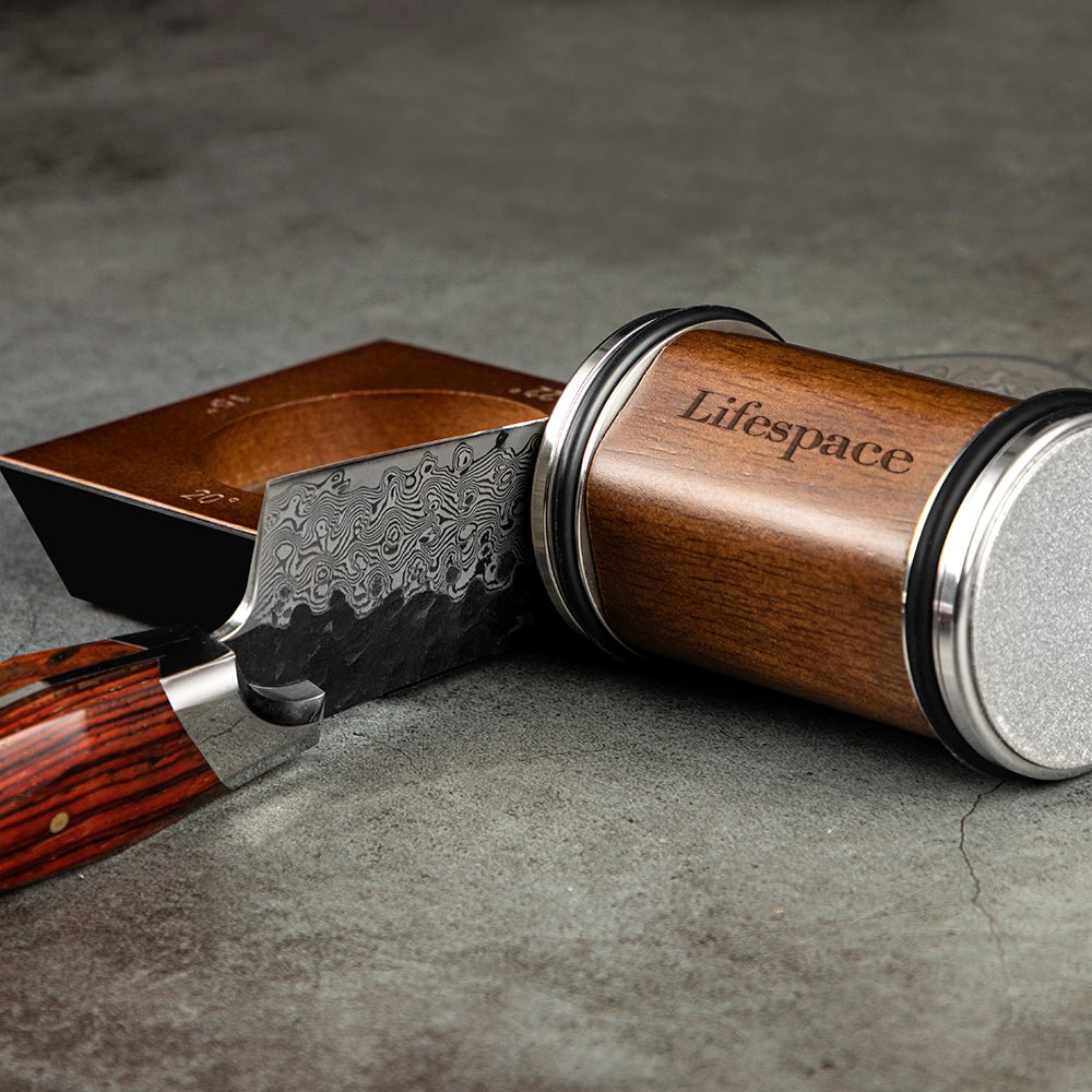 Lifespace Walnut & Alloy Rolling Knife Sharpener with 4 Blade Angles in a Gift Box - Lifespace