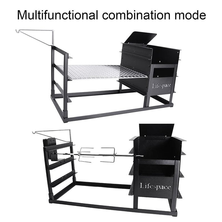 Lifespace Ember Maker Braai & Grid w/ Potjie Hook & Rotisserie Bracket ...