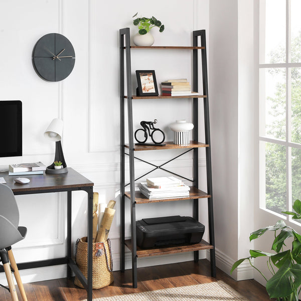 Lifespace Industrial Rustic 5 tier Ladder Shelves - Lifespace