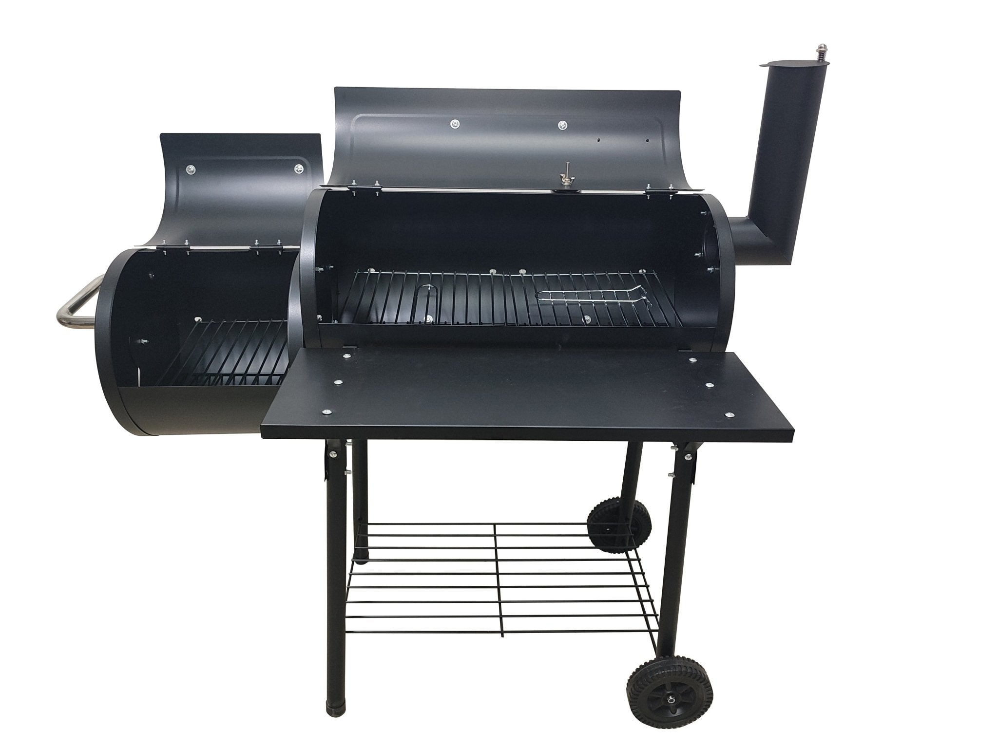 Offset shop barrel smoker