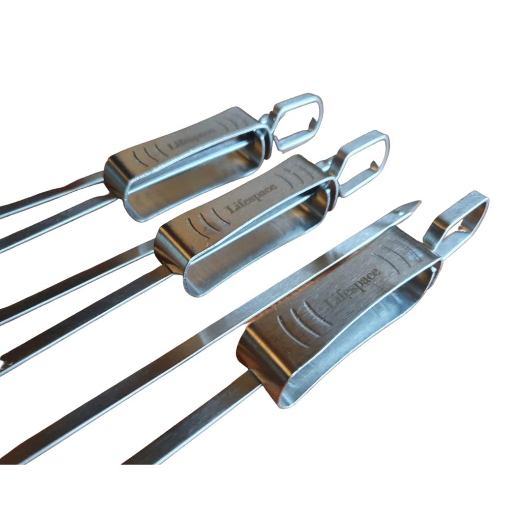 Lifespace Quality Set of 6 Stainless Steel Flat Kebab Skewers with