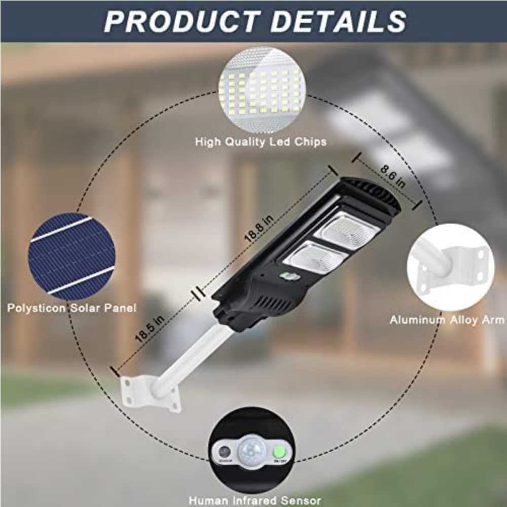 Lifespace Quality Solar Street Light with Mounting Pole - 100 watts - Lifespace