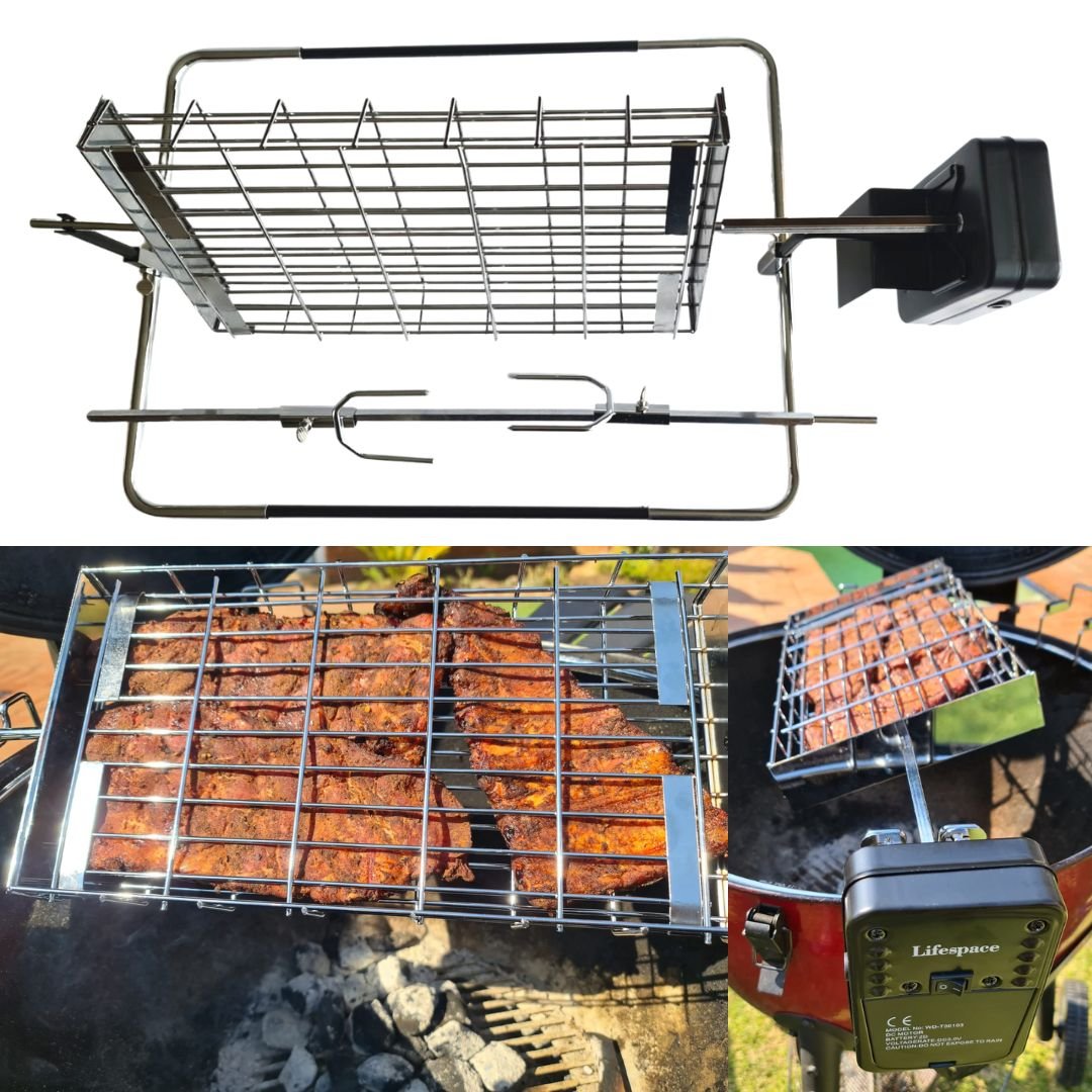 Lifespace Rotisserie Kit with Motor Standard Flat Basket