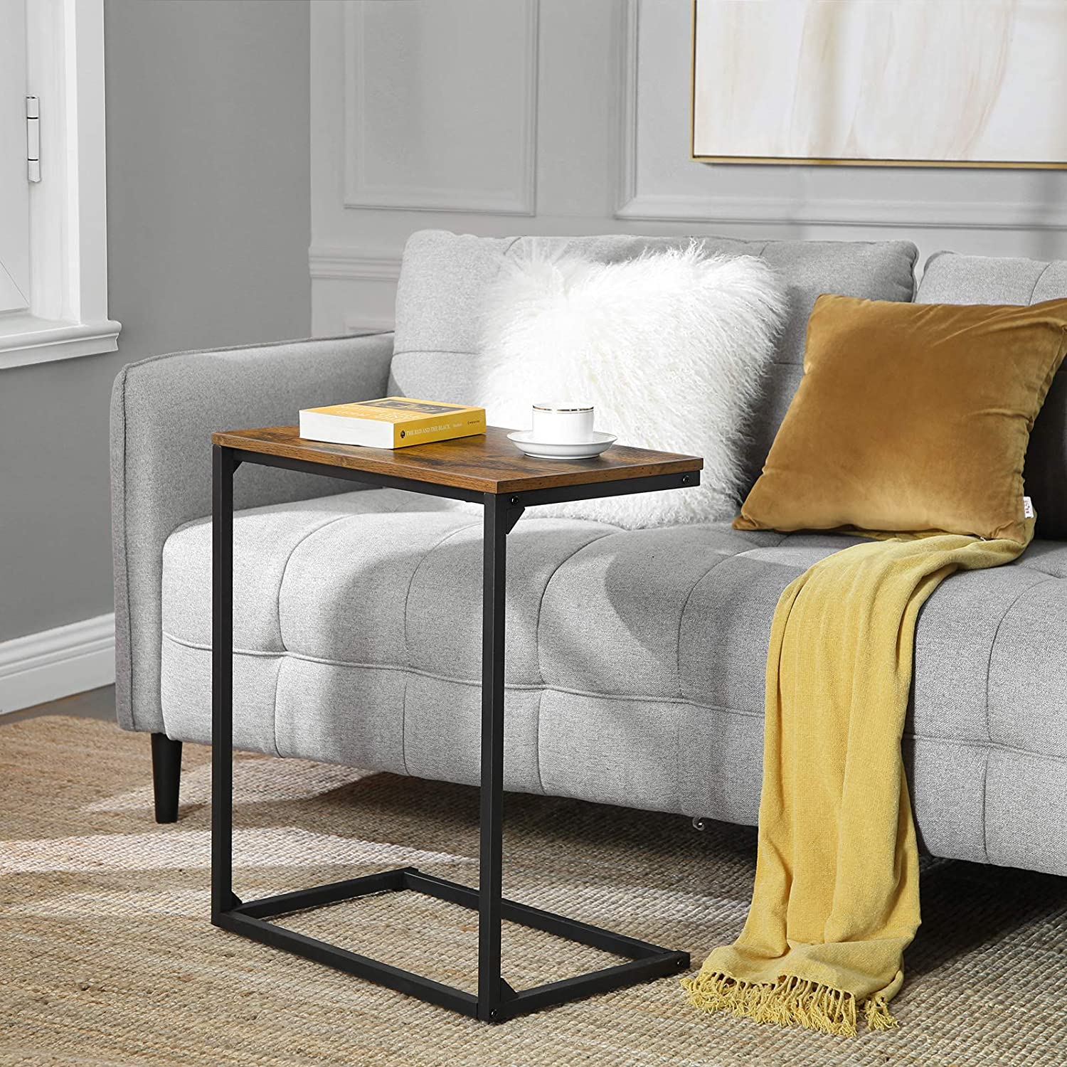 Lifespace Rustic Industrial C Shape Sofa Side Table - Lifespace