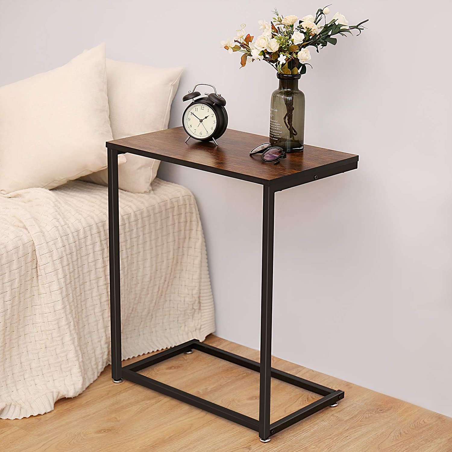 Lifespace Rustic Industrial C Shape Sofa Side Table - Lifespace