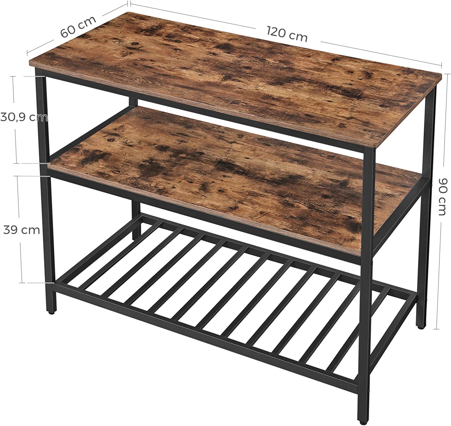 Lifespace Rustic Industrial Kitchen Island Work Table - Lifespace